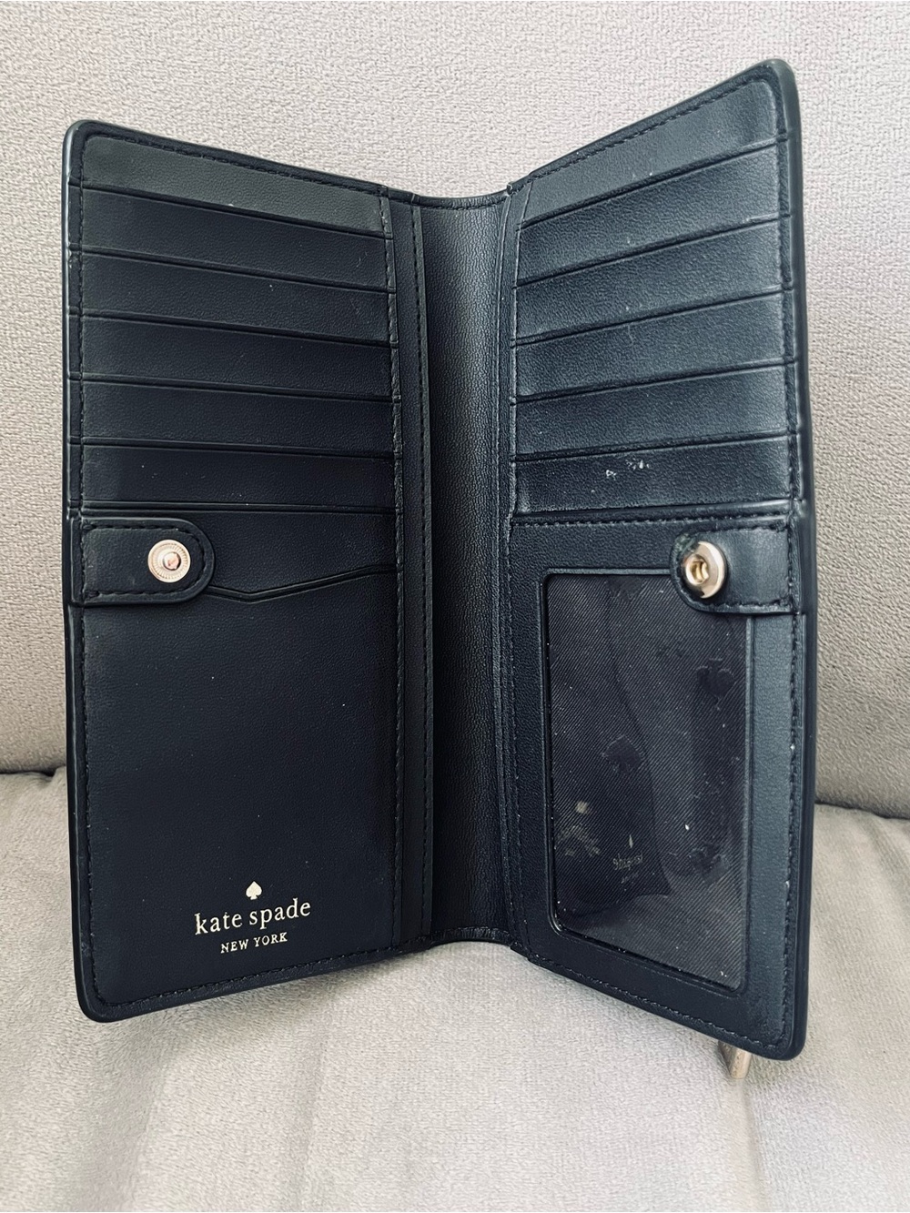 kate spade Black Saffiano Leather Zip Wallet with Gold Logo - Picture 3 of 4